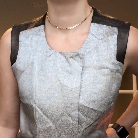 J Brand Metallic silk & leather sleeveless kimono - Picture 4 of 11